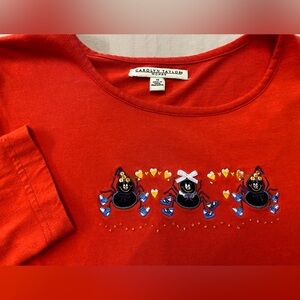 Carolyn Taylor Womens‎ Orange Spider Halloween Long Sleeve Shirt Top Size M